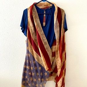 Oversized Rustic American Flag Vest